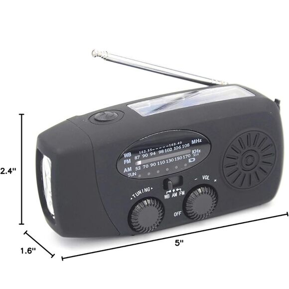 Emergency  Radio Crank Solar Hand Weather 2000mAh Power Bank Charger Flash Light - Picture 10 of 10